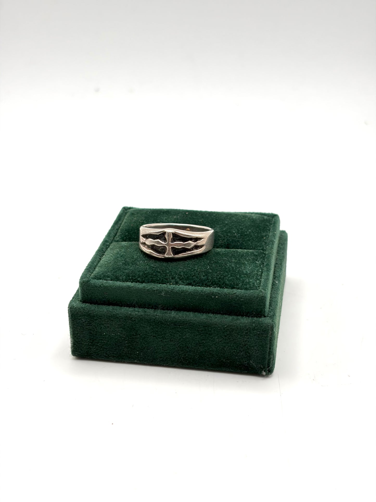 .925 Sterling Silver Openwork Cross Band Ring Size 10