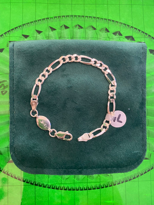 .925 Sterling Silver Figaro Bracelet 7”