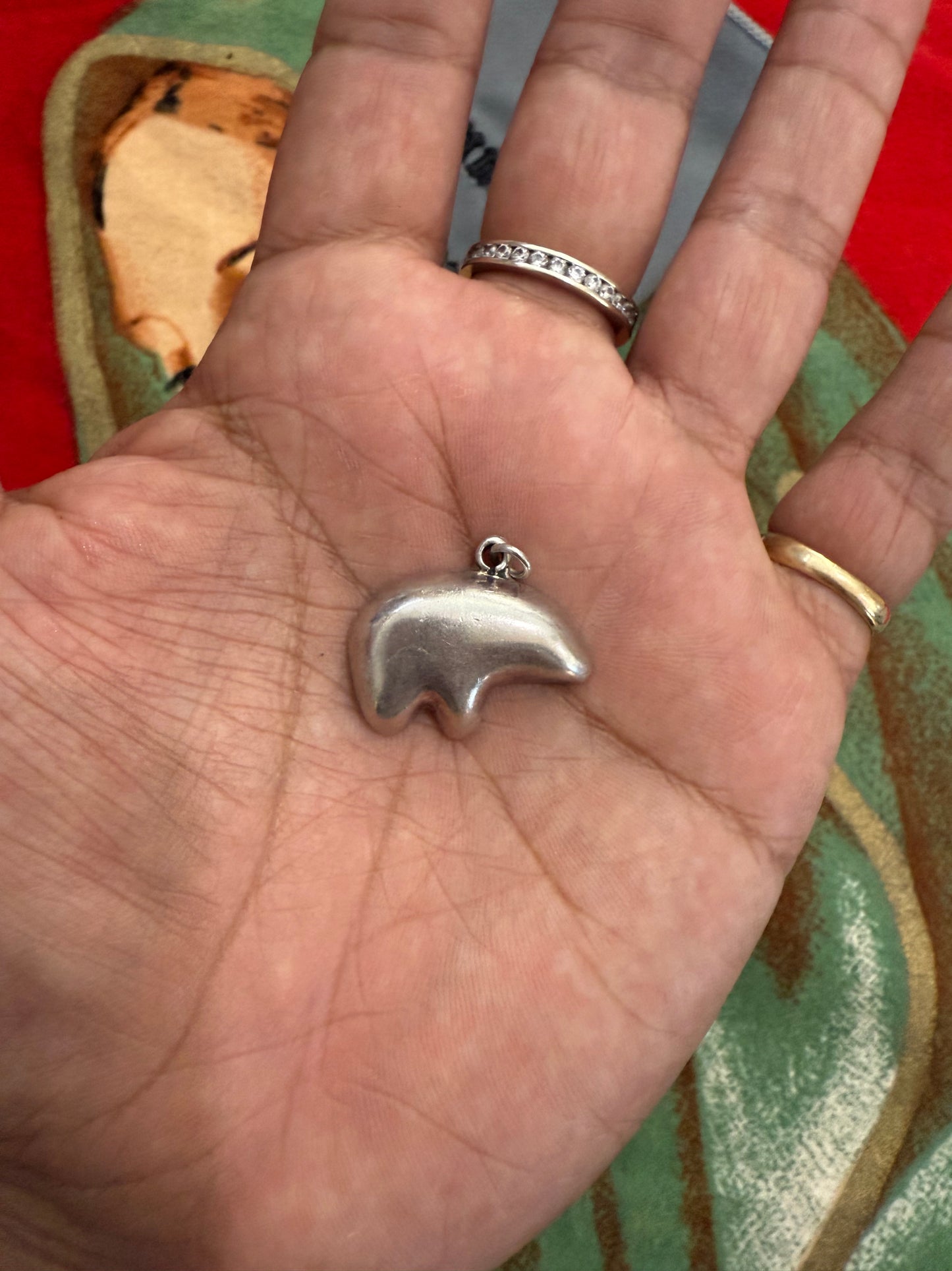 .925 Sterling silver bear pendant