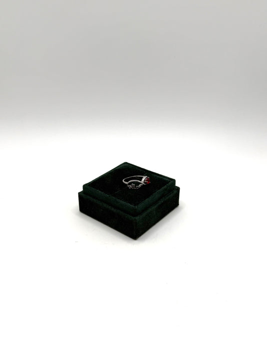 .925 Sterling Silver Infinity Mom ring with Red Stone