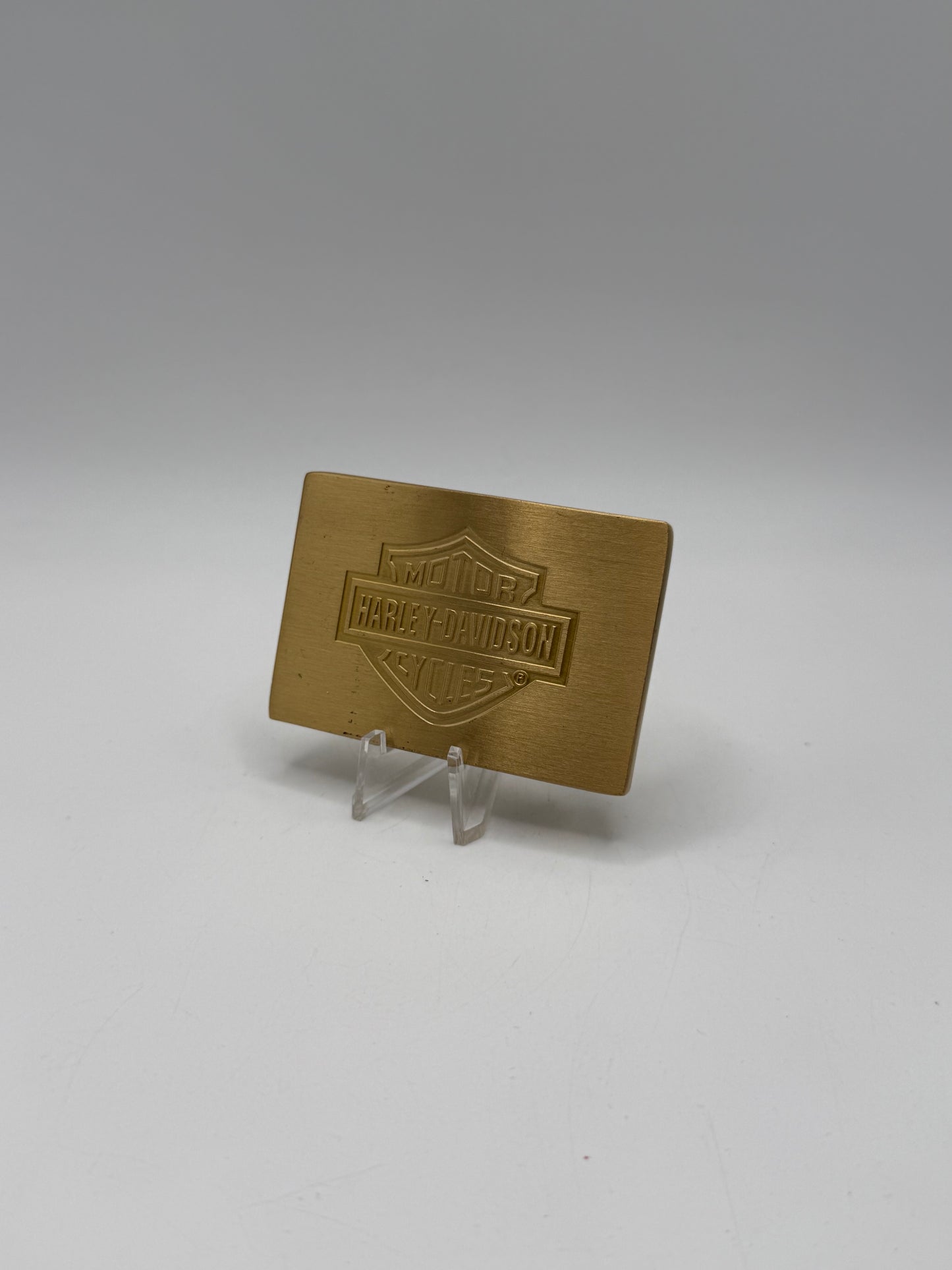 Flat Harley Davidson brass belt buckle