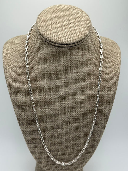.925 Sterling Silver Classic Link mariner Chain Necklace Sz. 23in