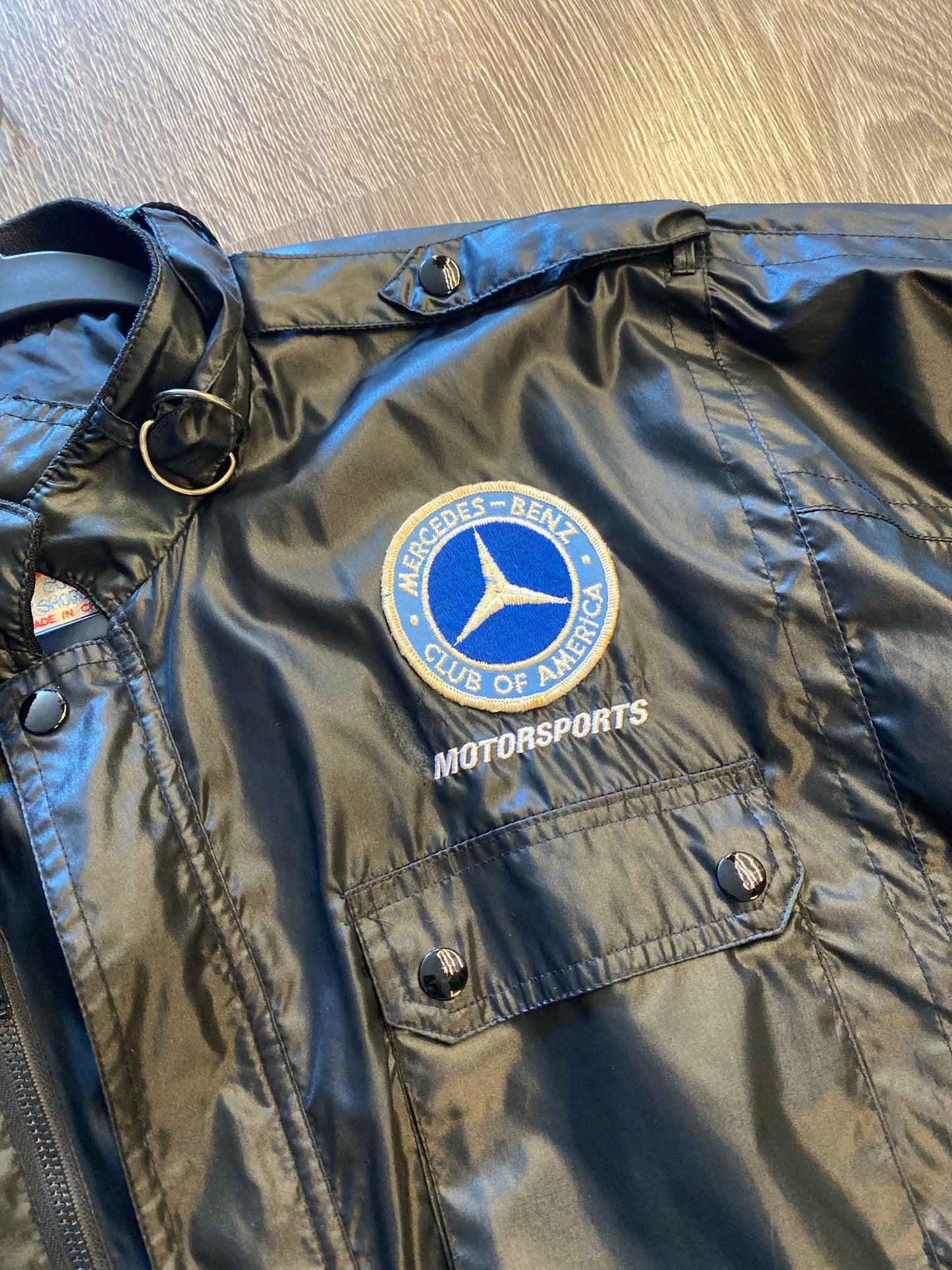 Vintage Mercedes Benz Club Of America Motorsports Nylon Jacket Black Sz Large