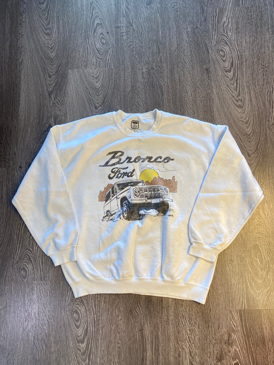Ford Bronco White Crewneck Size Large