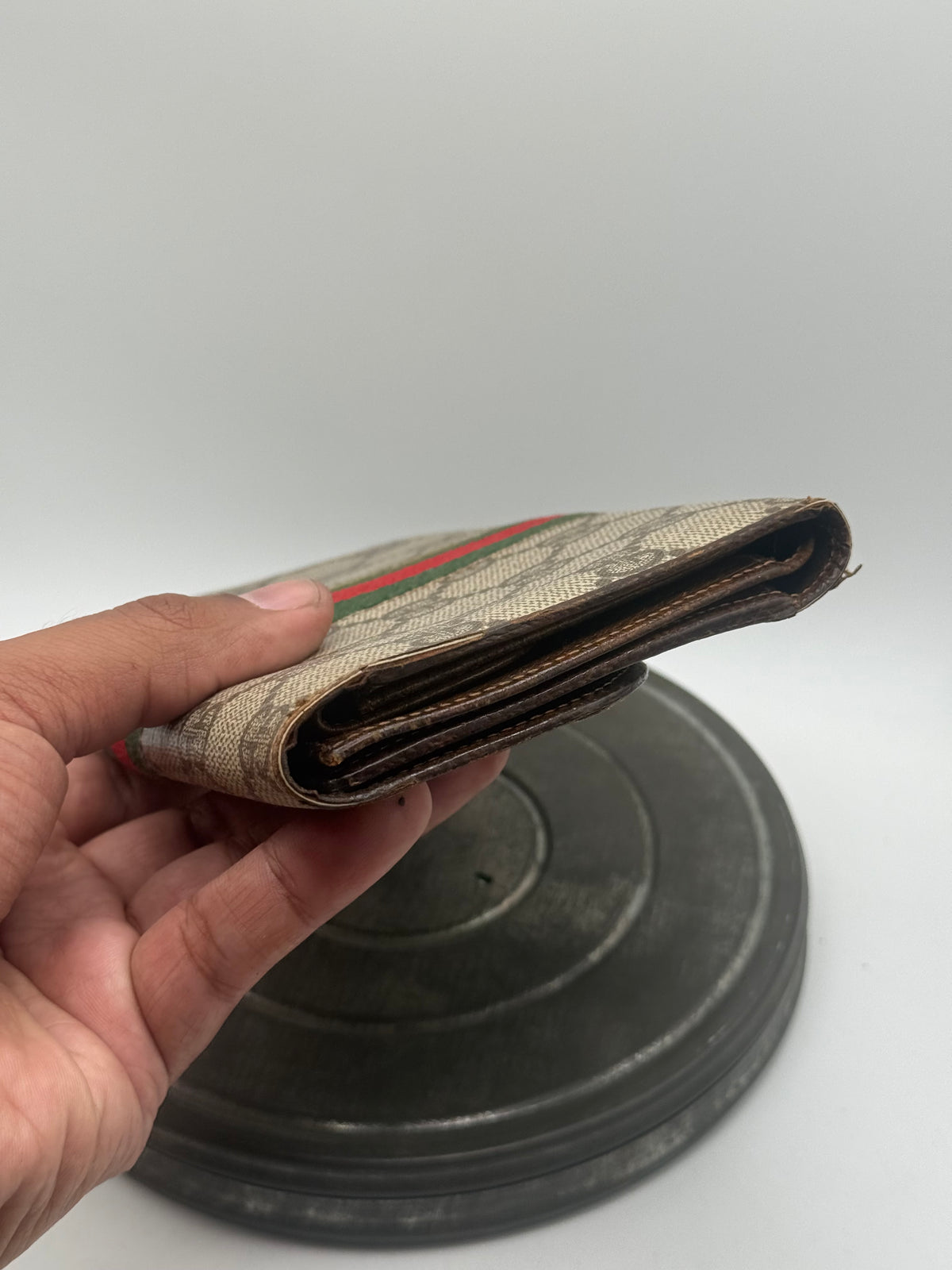 Vintage Gucci GG Monogram Web Stripe Buckle Clutch Bag