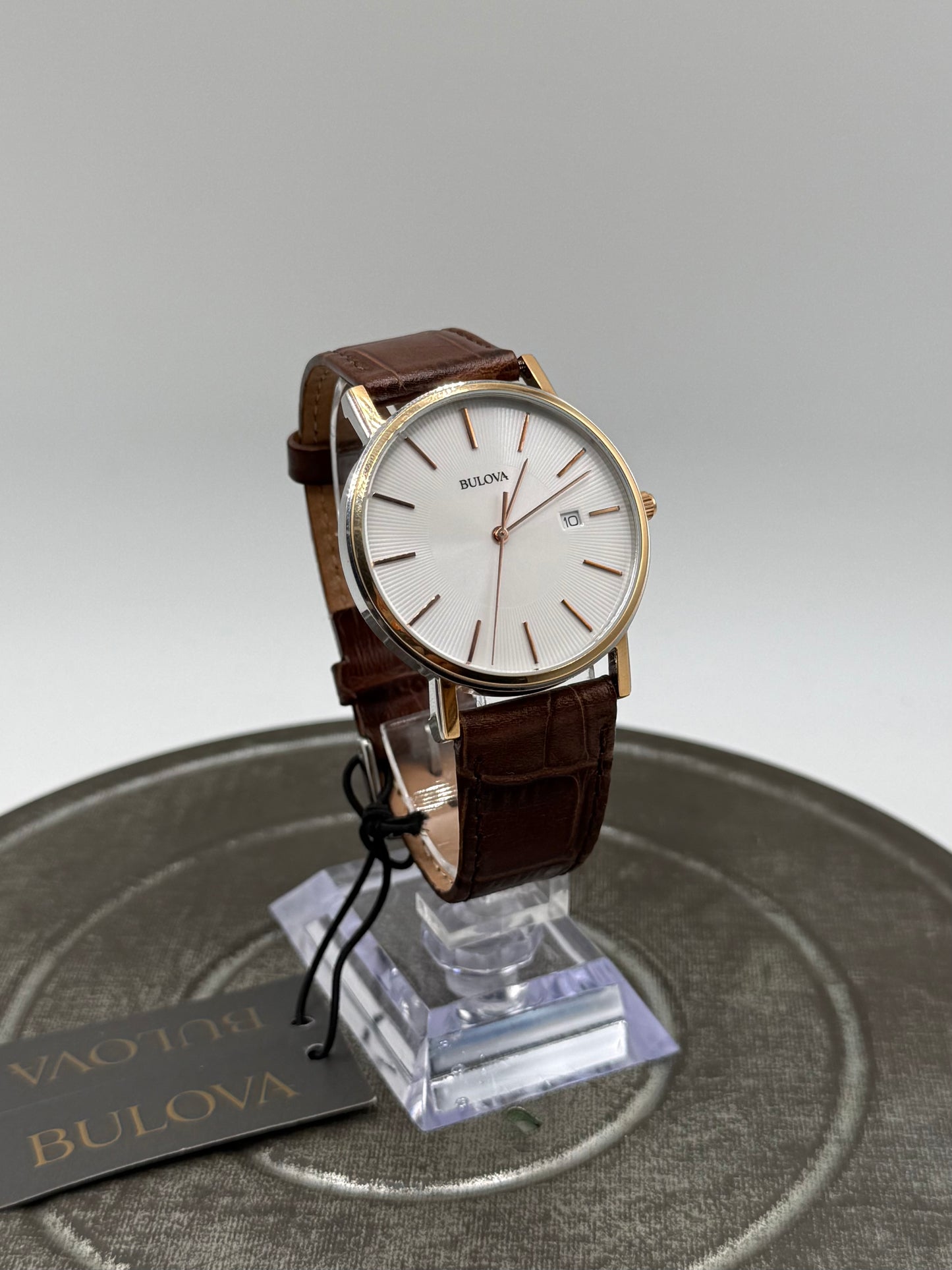 Bulova champagne watch with box