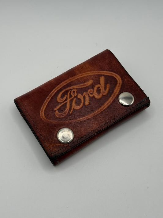 Vintage Ford Genuine Leather Snap Wallet Brown
