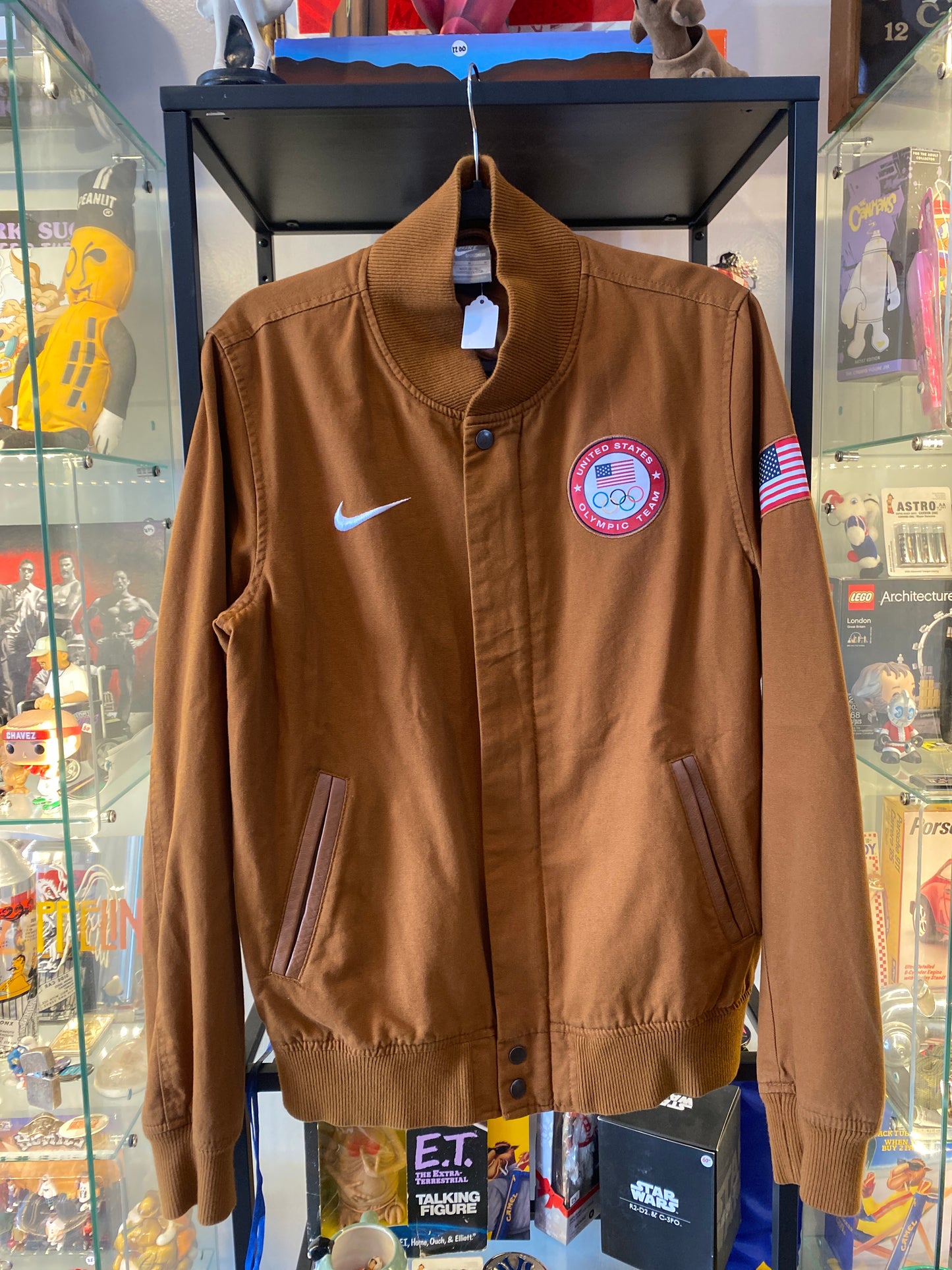 Nike Team USA Brown Varsity Bomber Jacket Sz Medium