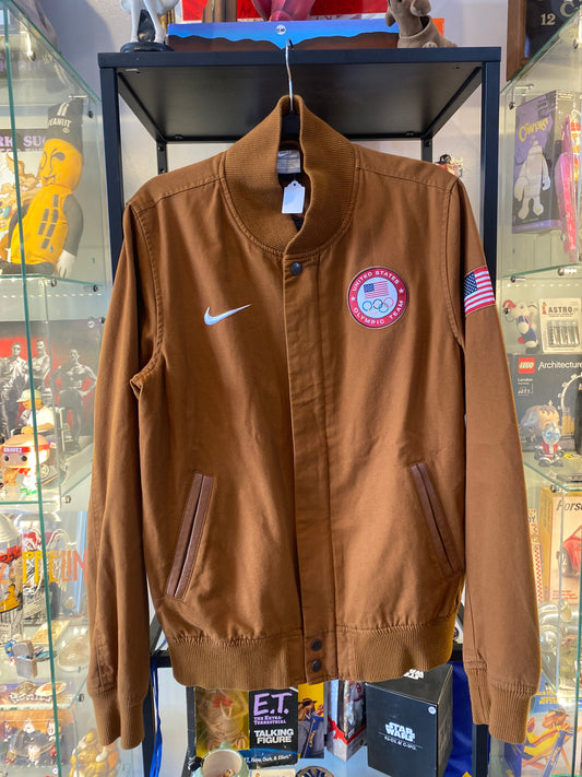 Nike Team USA Brown Varsity Bomber Jacket Sz Medium