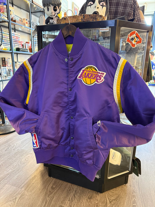 Vintage Los Angeles Lakers Purple Starter Satin Bomber Jacket sz. L