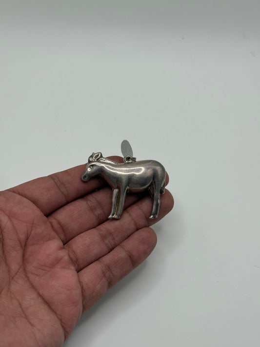 .925 Sterling Silver Donkey Pendant