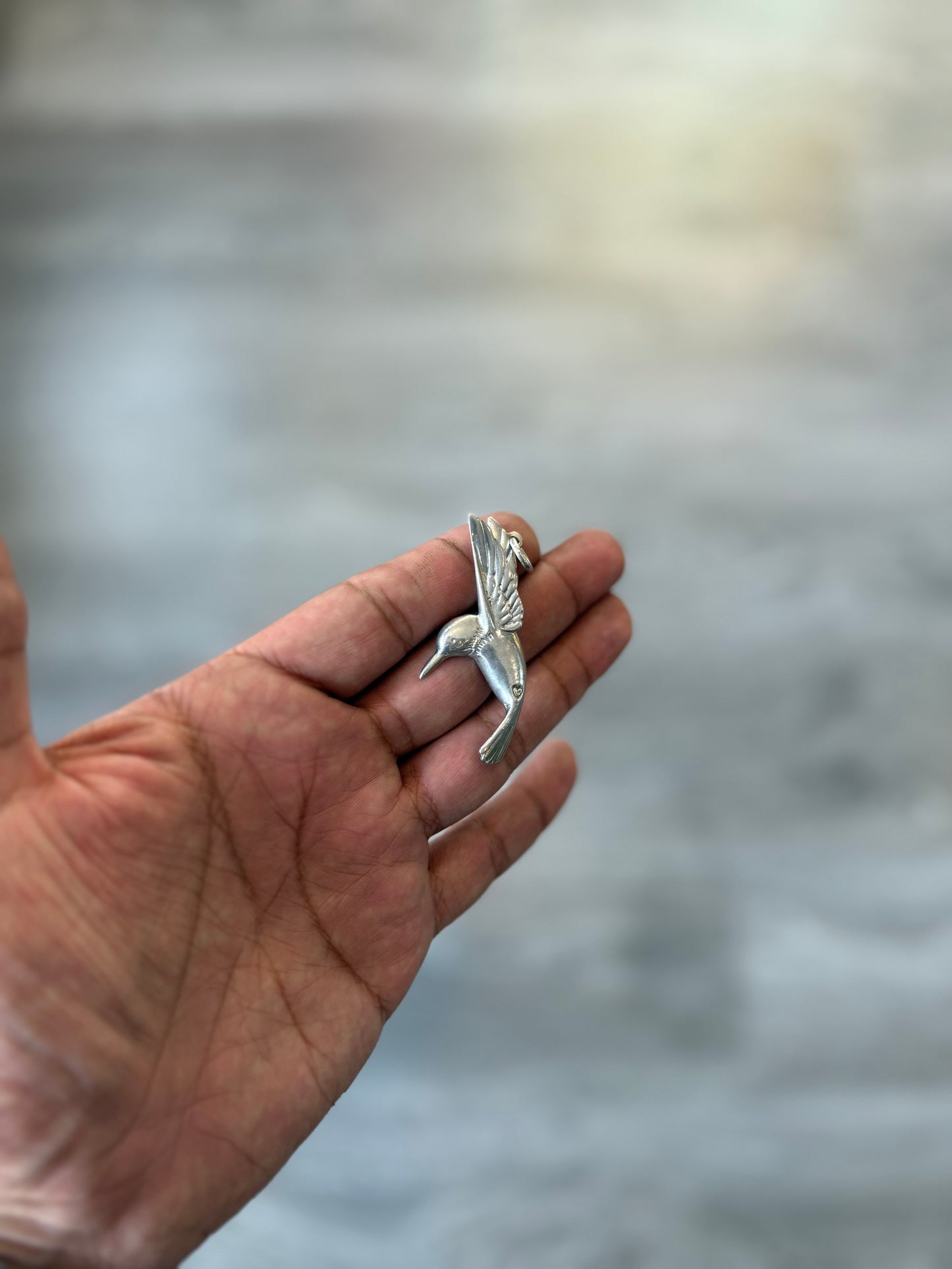 .925 Sterling silver pendant solid hummingbird
