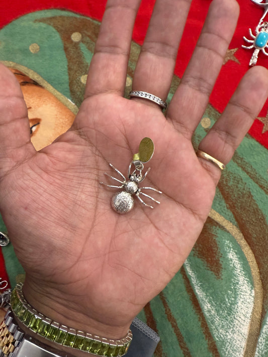 .925 Sterling silver moving spider pendant