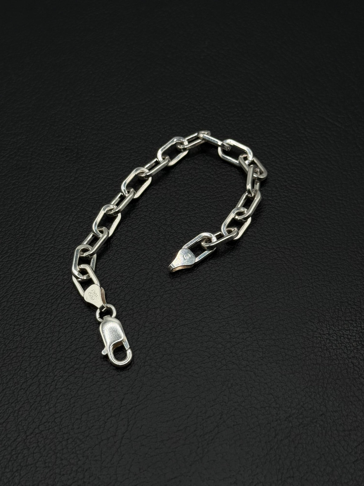 .925 Sterling Silver Paperclip Link Chain Bracelet – Modern Unisex 7”