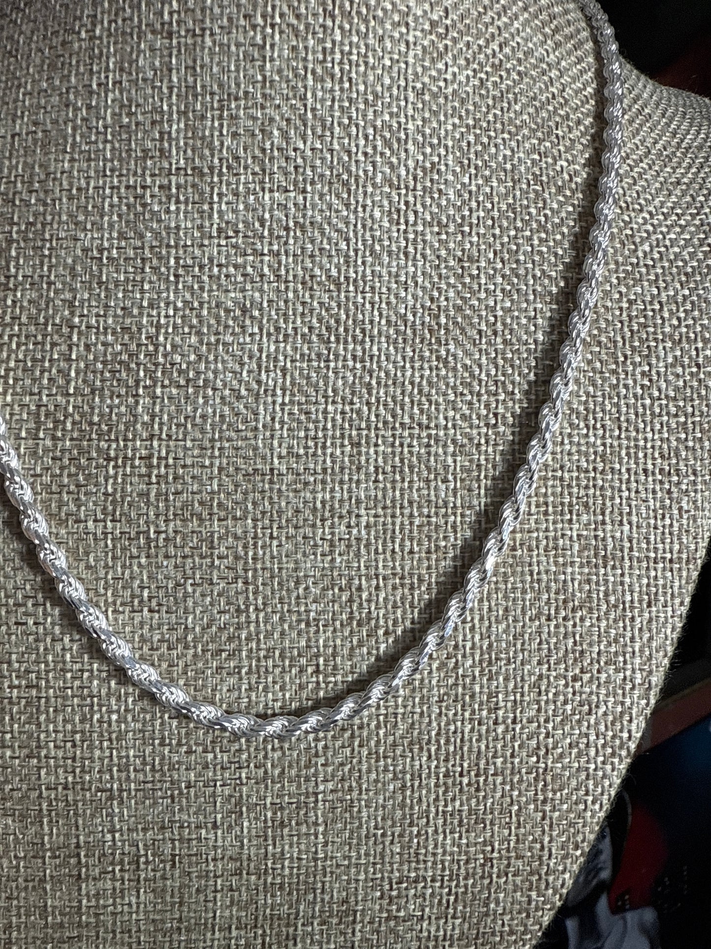 .925 Sterling Silver solid thick Rope Chain 20”