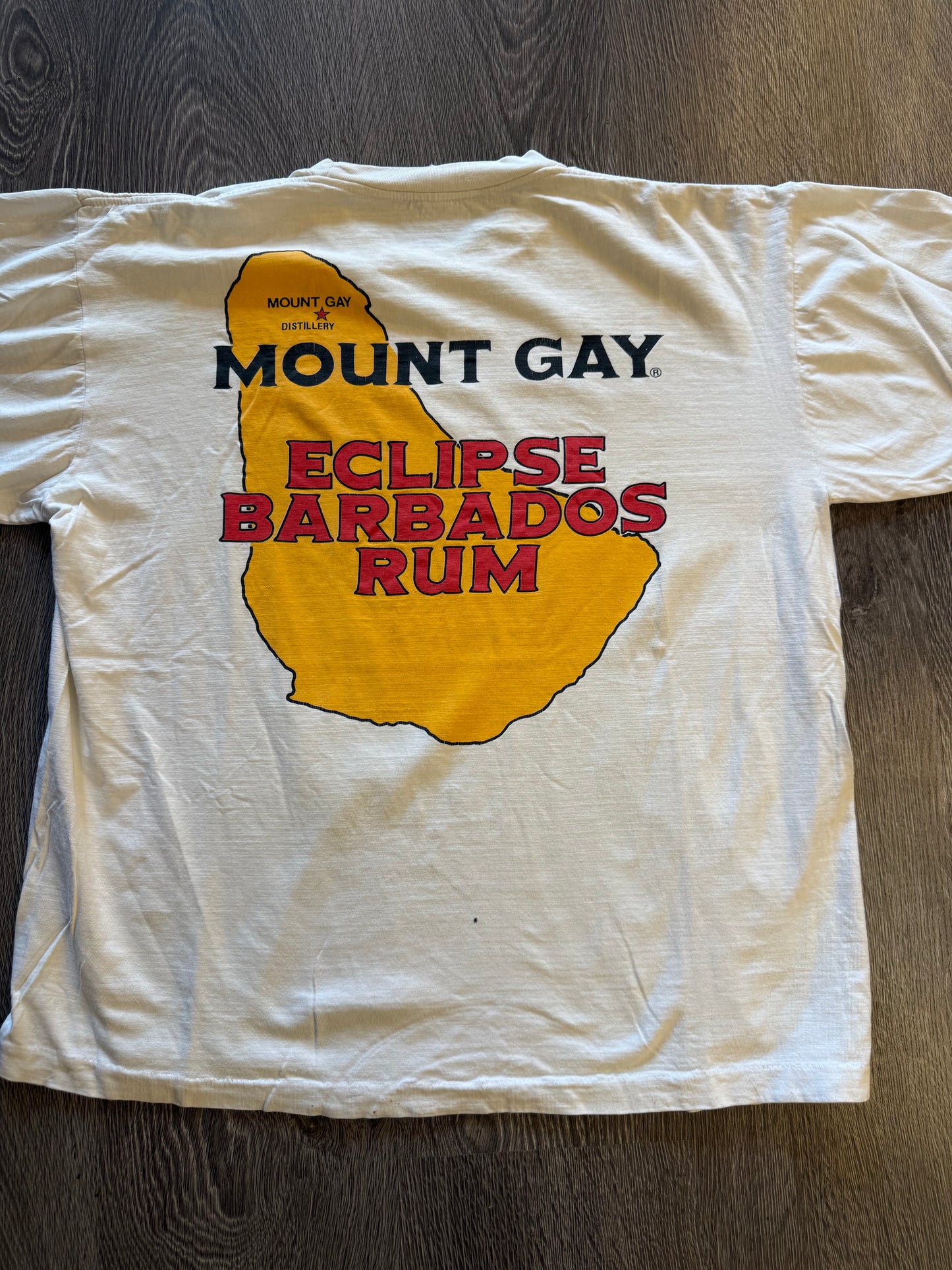 Vintage Mount Gay Eclipse Barbados Rum Graphic T-Shirt White