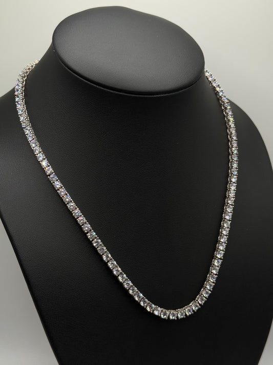 .925 Sterling Silver Round Cut CZ Tennis Chain Necklace – Brilliant Sparkle 19”