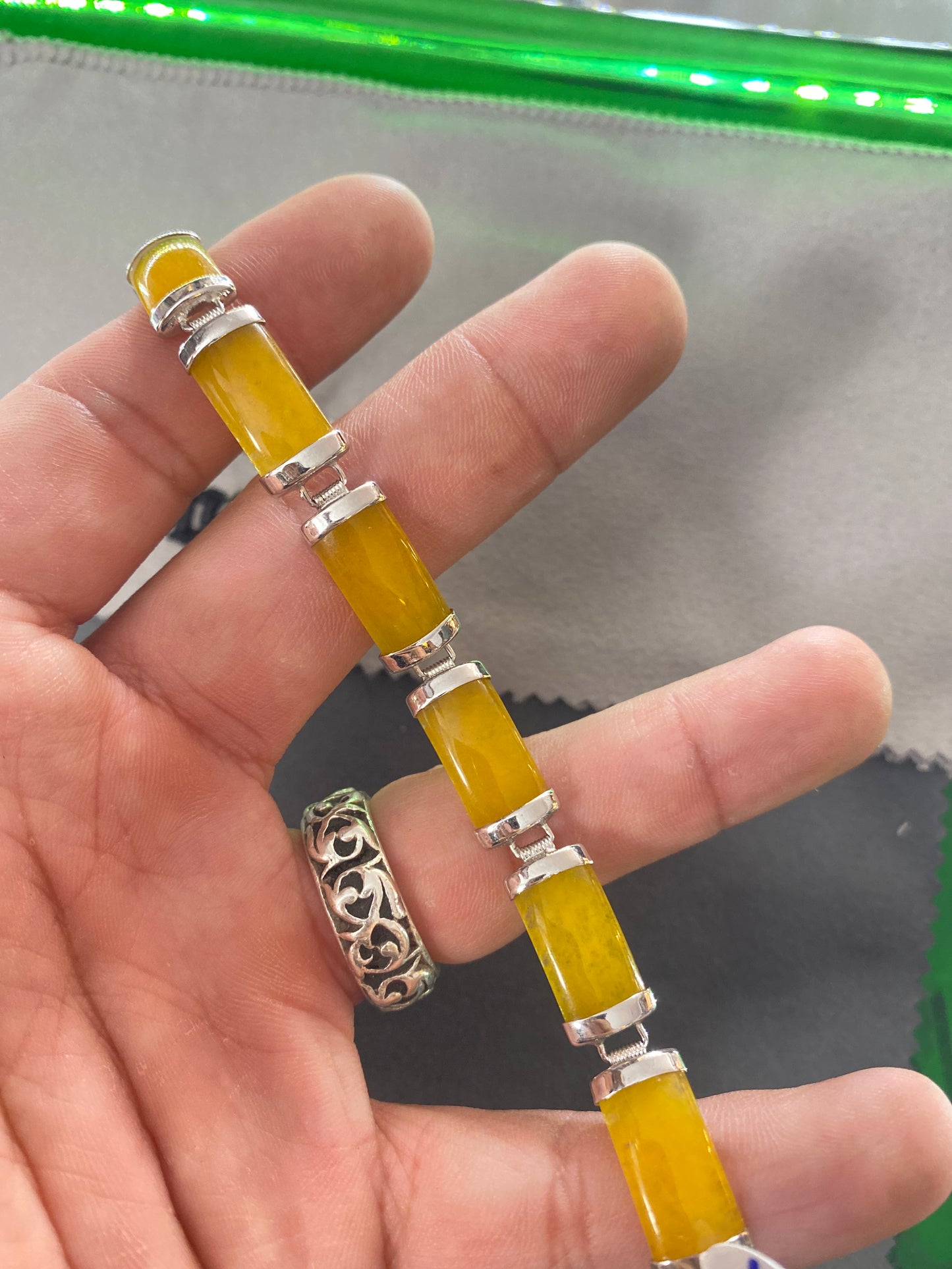 .925 Sterling Silver yellow  Bracelet Sz 7”