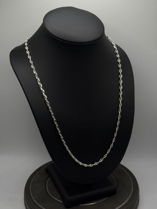 .925 Sterling Silver Anchor Mariner Link Chain Necklace – Classic Style 24”