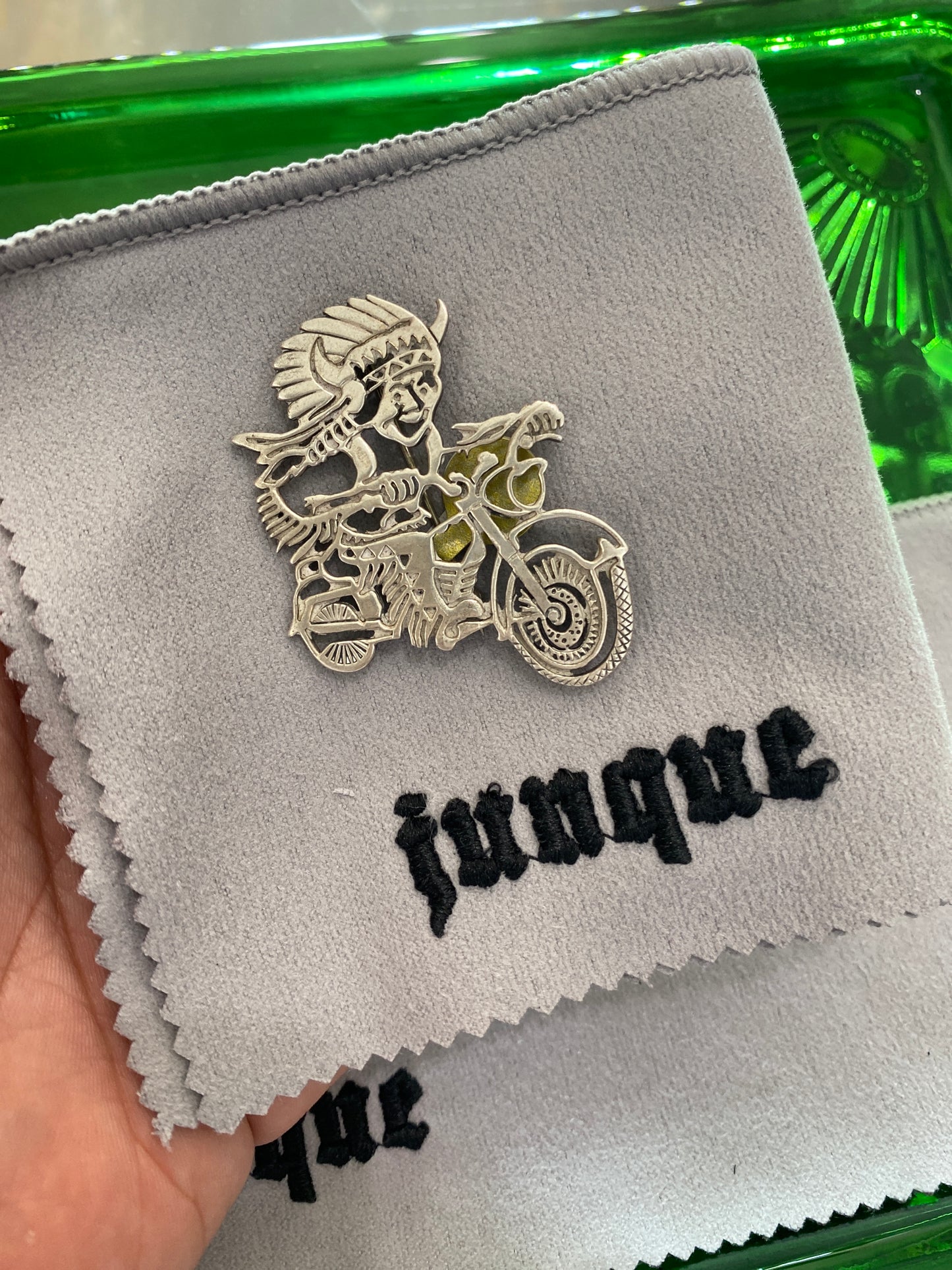 .925 Sterling Silver Native Chief Motorcycle Biker Pendant