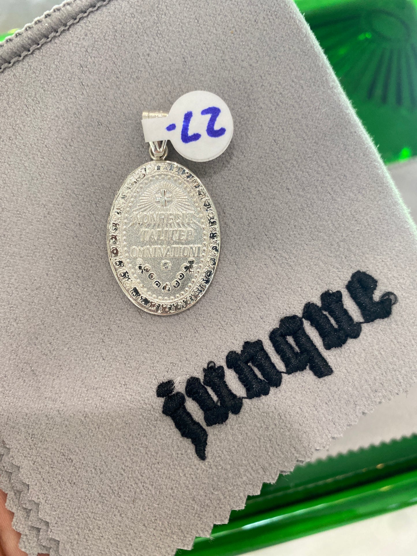 .925 Sterling Silver Oval Virgin Mary Virgencita De Guadalupe Double Sided Pendant