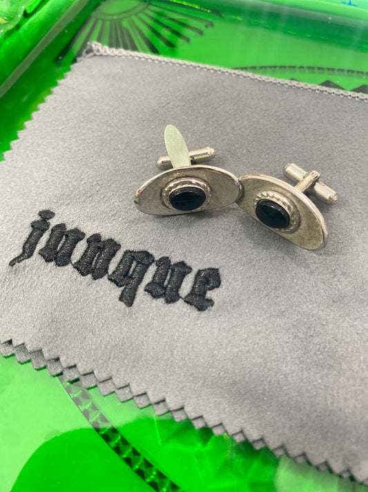 .925 Sterling Silver Onyx Cuff Links