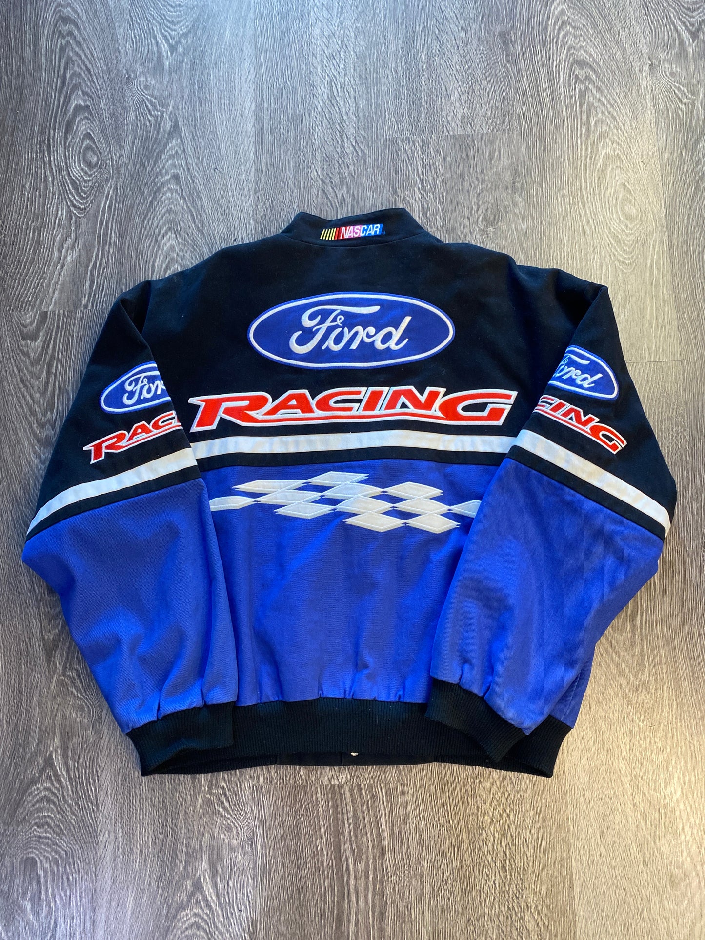 Vintage Y2K Racing Champions Ford Racing Jacket Blue Black Sz XL