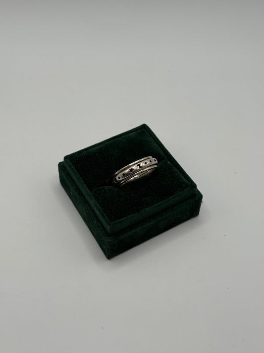 .925 Sterling Silver Celestial Spinner Band Ring (Moon & Stars) Sz. 10.5