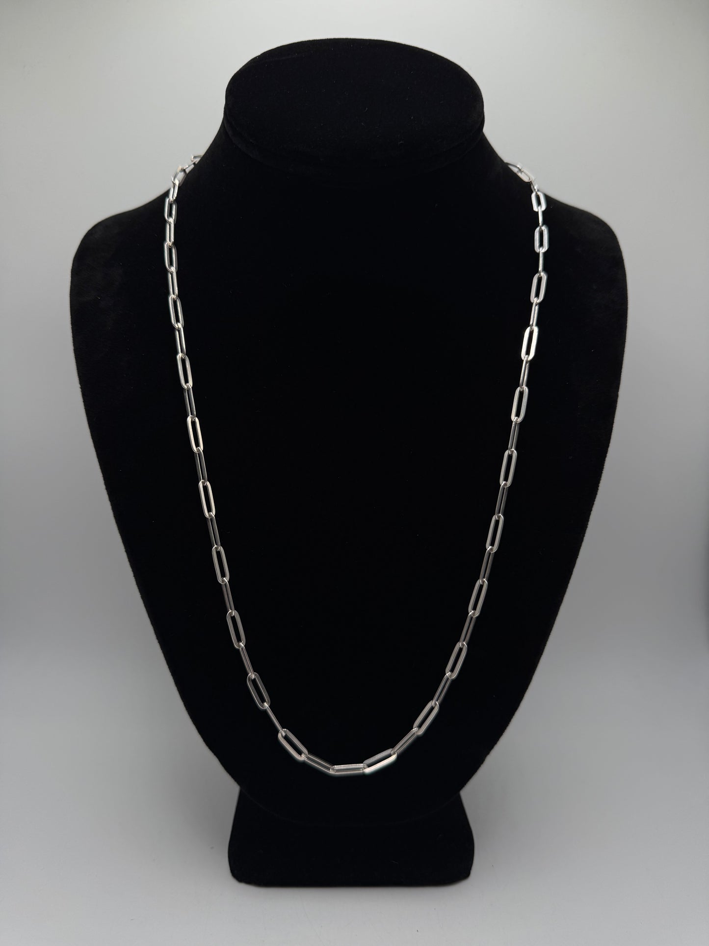 .925 Sterling silver paper clip chain 24”