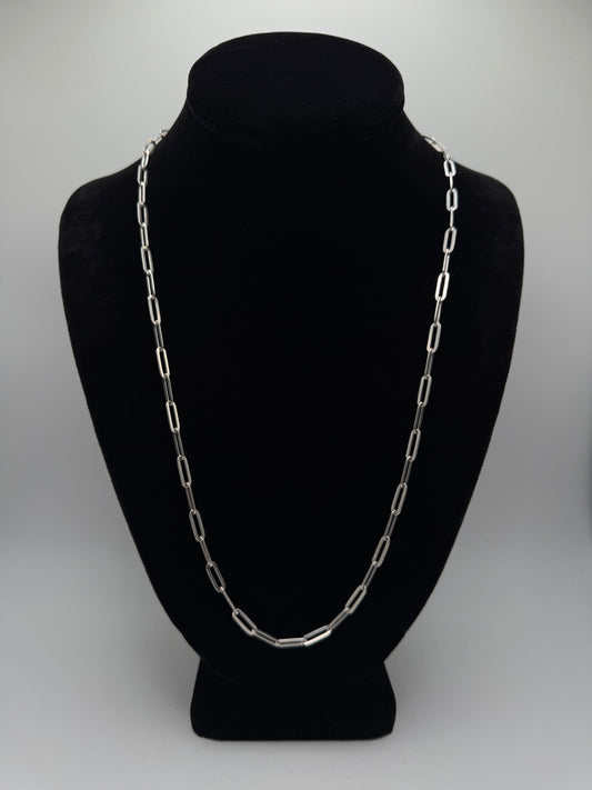 .925 Sterling silver paper clip chain 24”