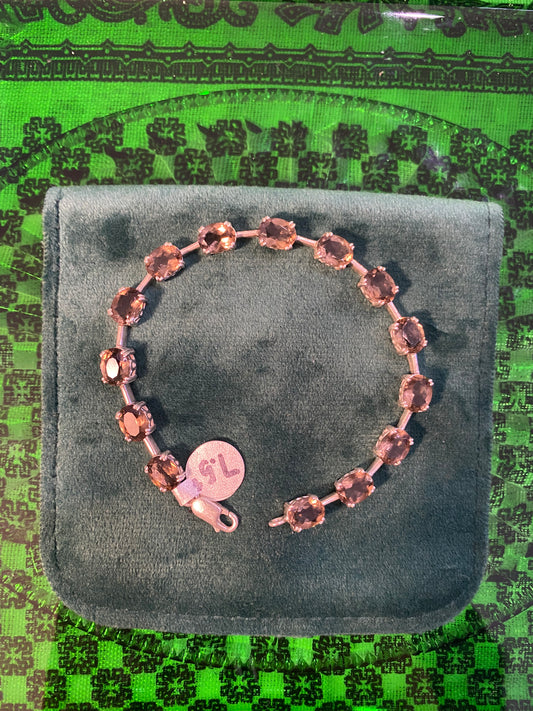 .925 Sterling Silver Gem Stone Bracelet 7.5”