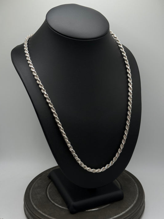 925 Sterling Silver Rope Chain Necklace – Solid 24”