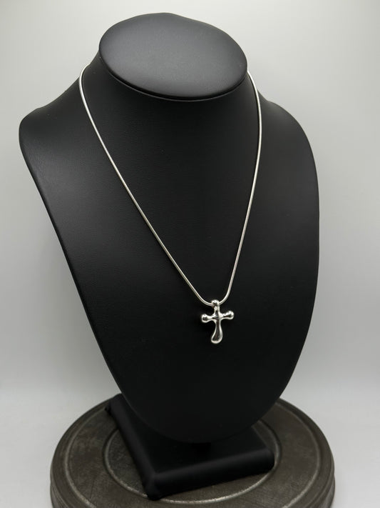 .925 Sterling Silver Tiffany and Co. cross pendant and chain 18”