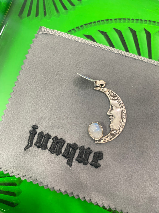 .925 Sterling Silver Moon Face Pendant