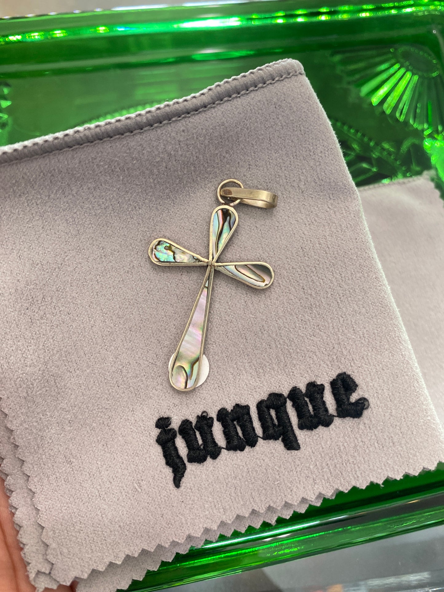 .925 Sterling Silver Opal Cross Pendant