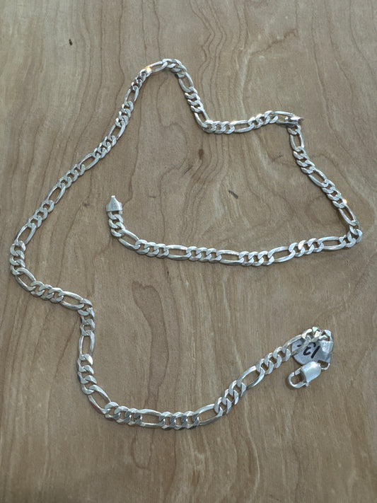 .925 sterling silver Italy figaro chain necklace 13 inch