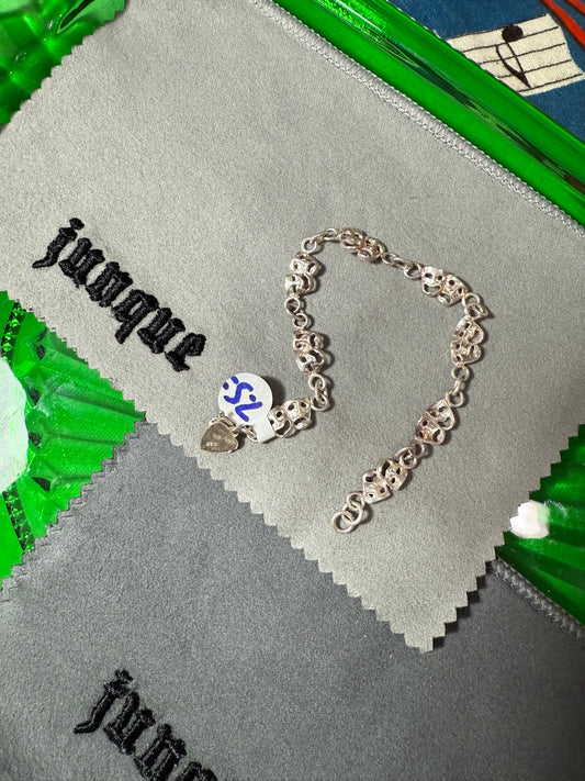 .925 Sterling Silver smile now cry later drama bracelet 7.5”