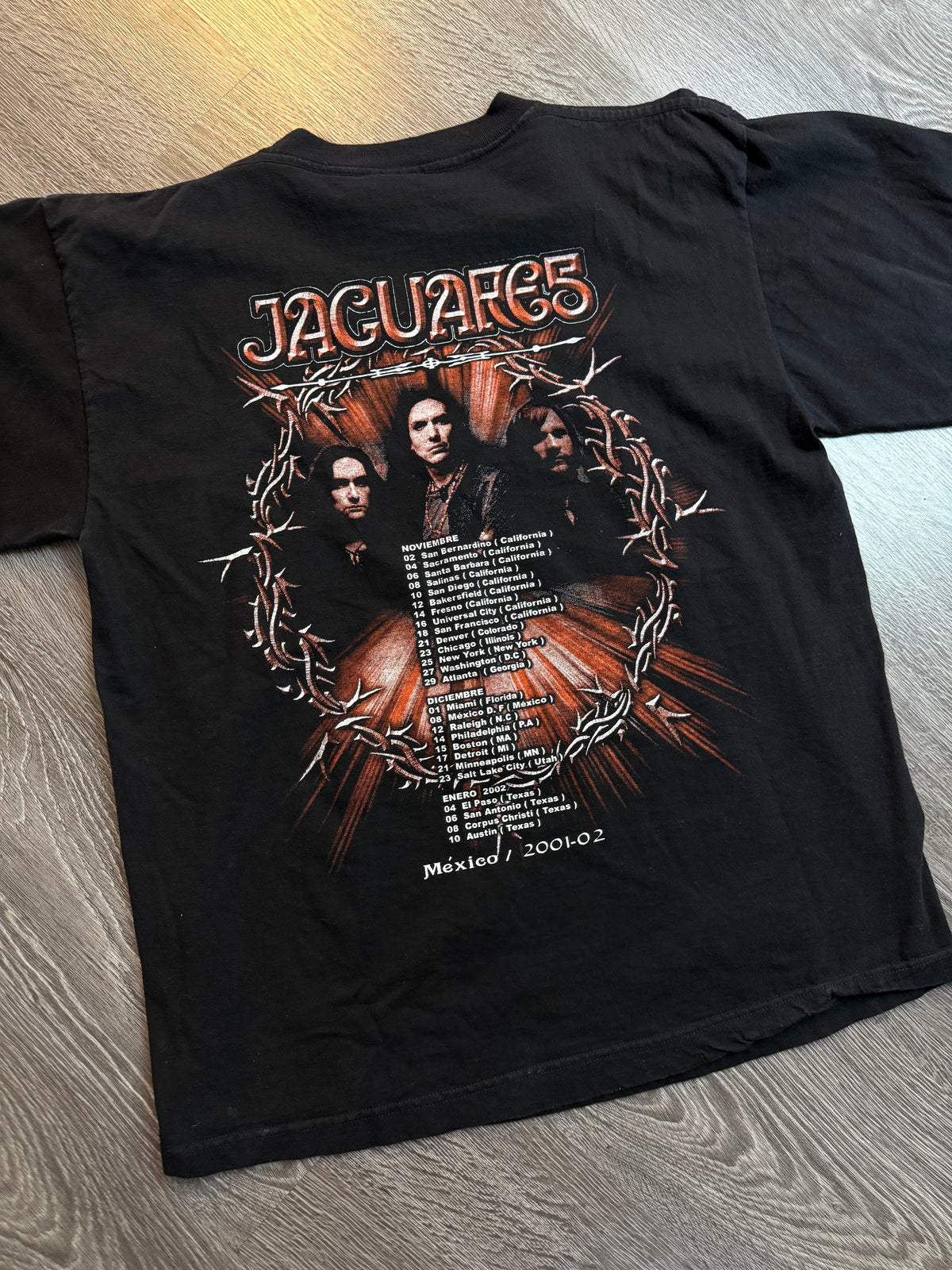 Jaguares Como Tú México 2001–02 Black Graphic Tour T-Shirt Sz. L