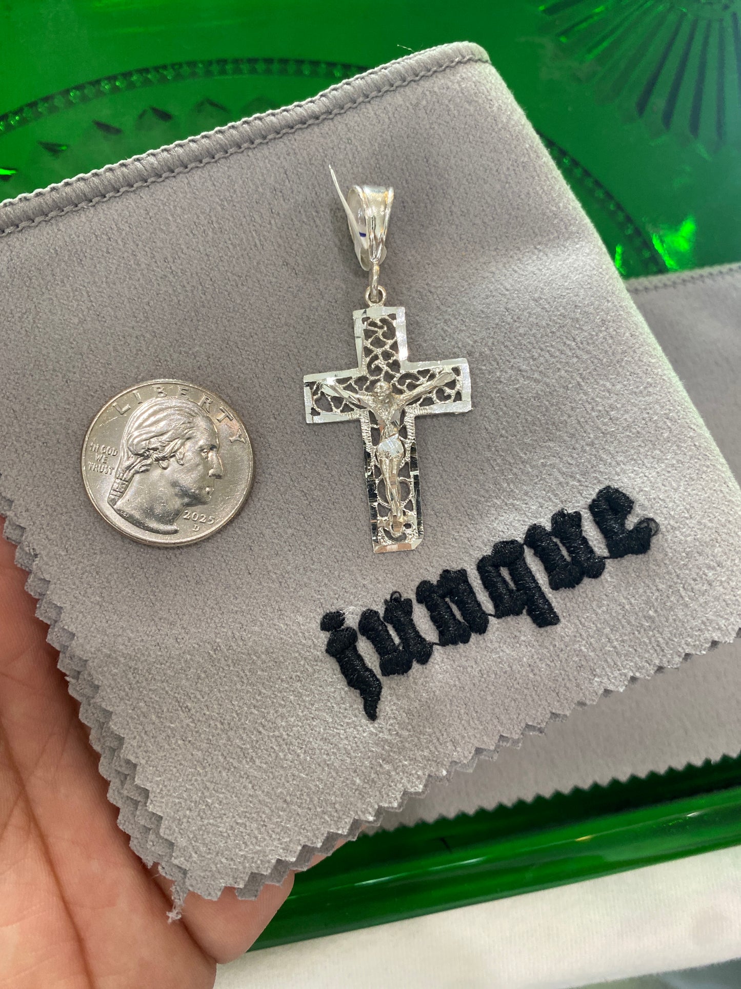 .925 Sterling Silver Cross Filigree Pendant