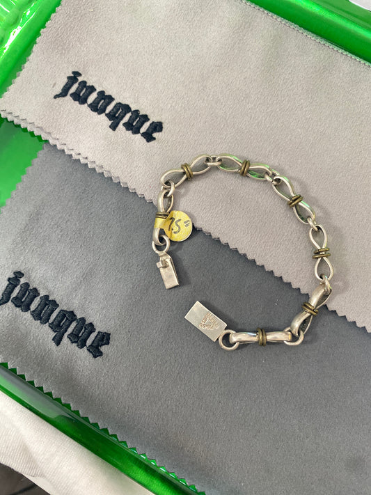 .925 Sterling Silver Infinity Loop Link Bracelet Sz 7.5”