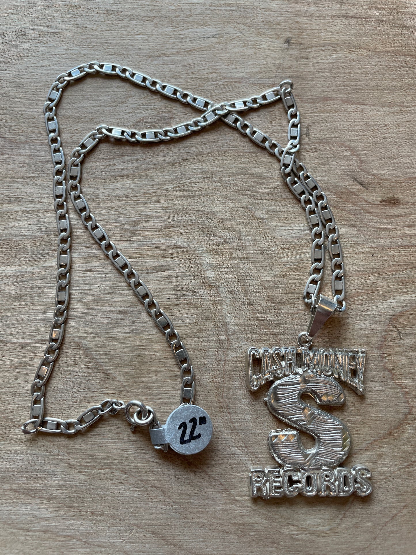 .925 sterling silver cash money records pendant and 22” Chain