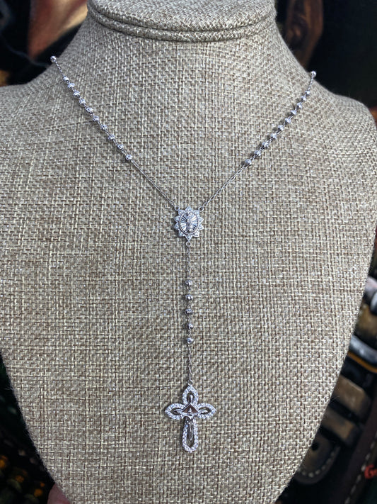 .925 Sterling Silver Rosary Virgin Mary  Chain Sz 22”