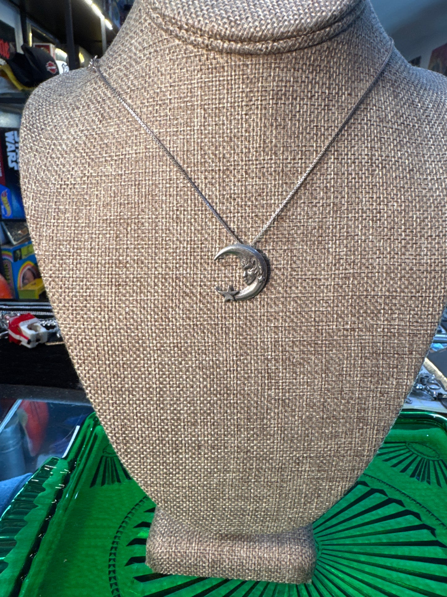 .925 Sterling Silver necklace with moon pendant 22”