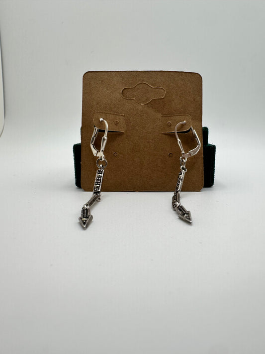 .925 Sterling Silver Marcasite Arrow Dangle Earrings