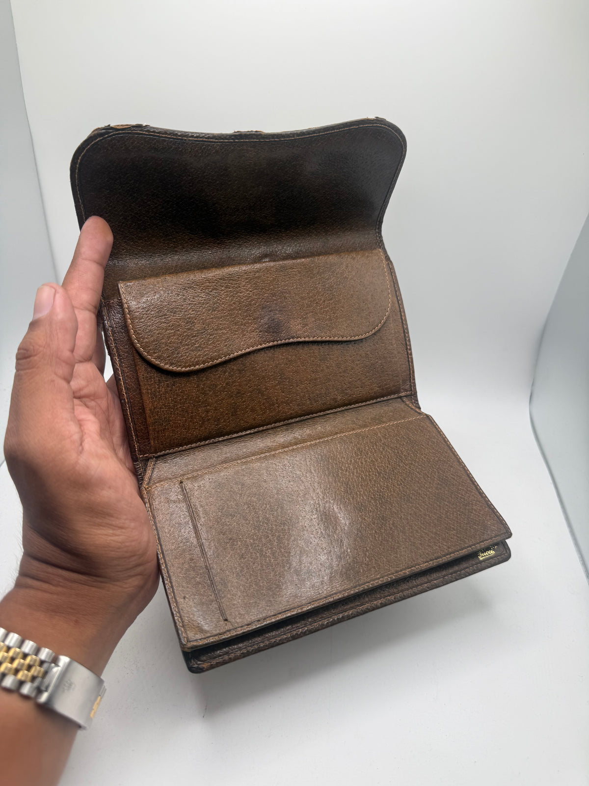 Vintage Gucci GG Monogram Web Stripe Buckle Clutch Bag