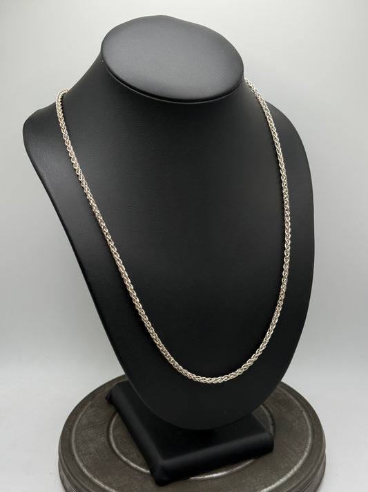 .925 Sterling Silver Rope Link Chain Necklace – Twisted Style 24”