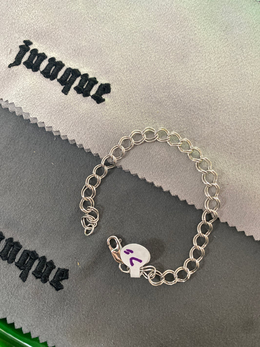 .925 Sterling Silver Tiffany Style Rope Dainty Double Link Bracelet Sz 7”