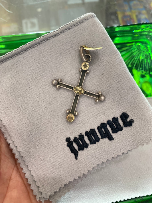 925 Sterling Silver Gemstone Cross Pendant