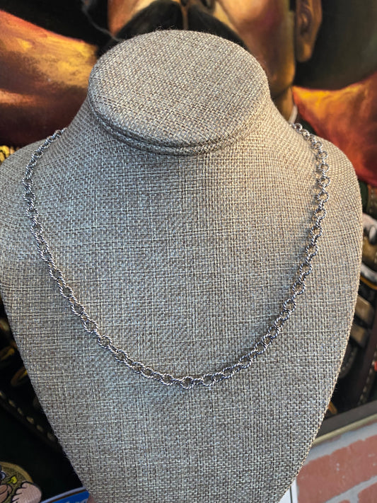 .925 Sterling Silver Oval Link Chain Necklace 20”