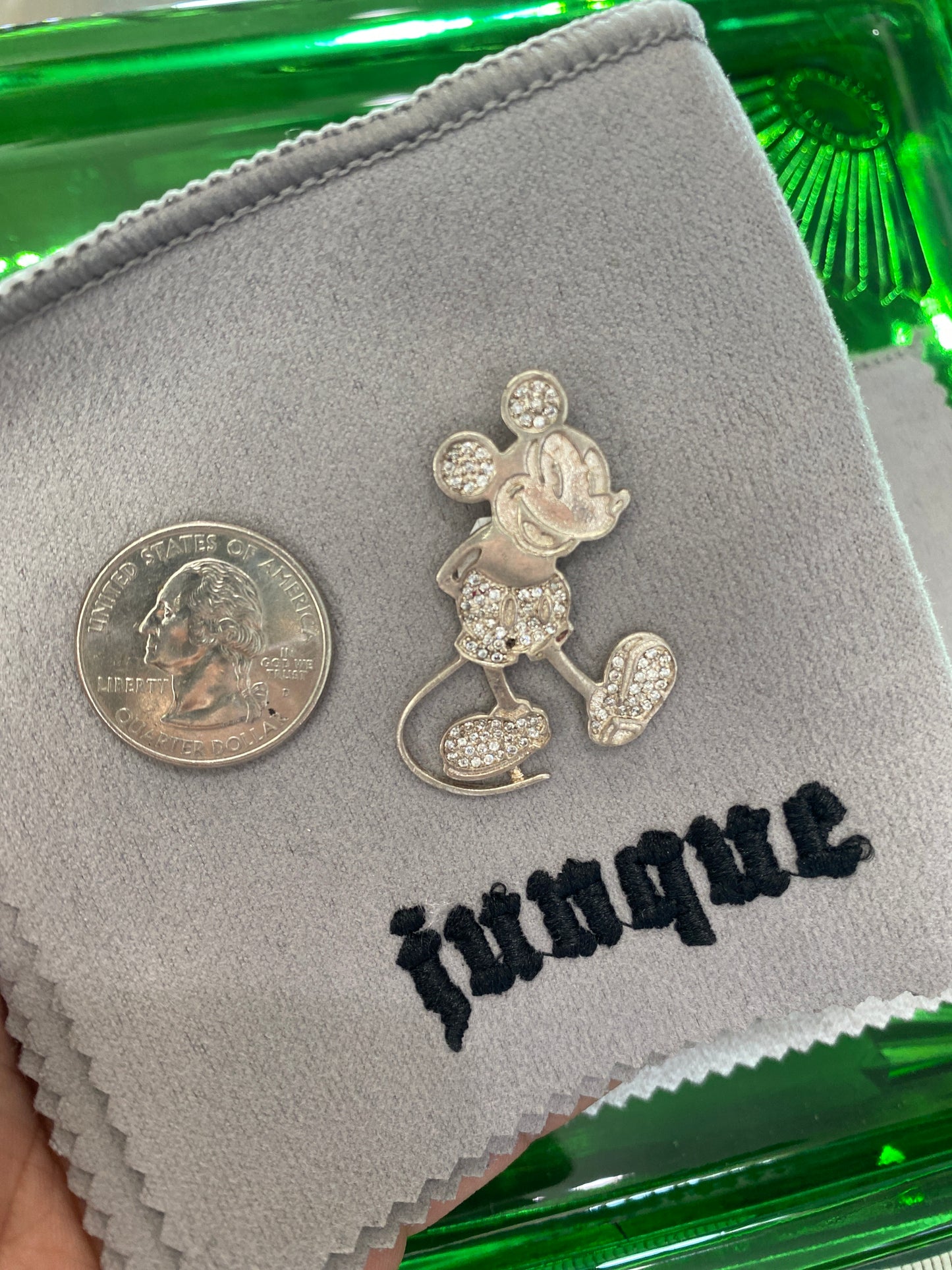 .925 Sterling Silver Flat Mickey Mouse CZ Pendant